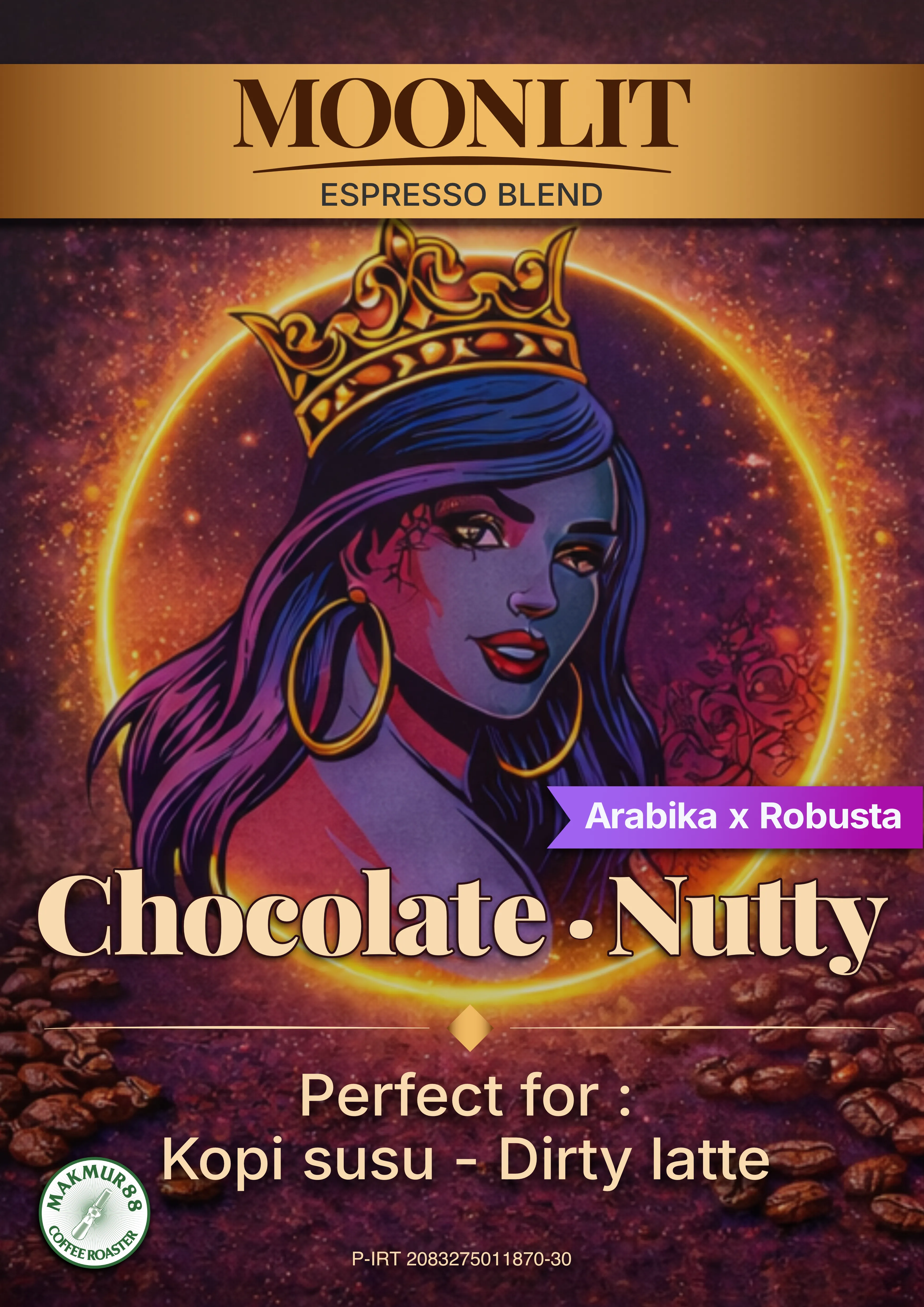 Visual kemasan biji kopi specialty Moonlit 88 asal Mix